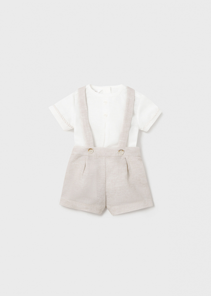 Conjunto pantalón corto tirantes y camisa para bebé MAYORAL ref. 1217-053 lino