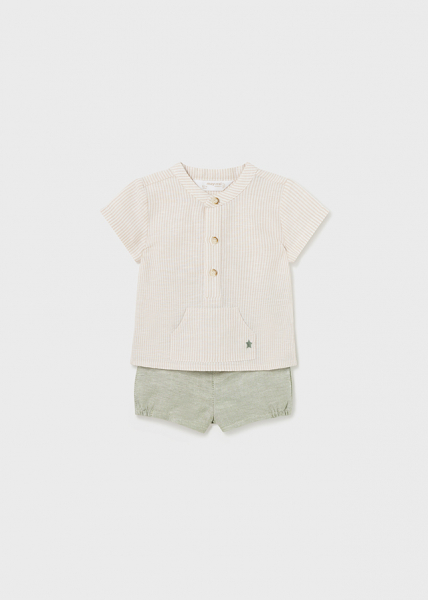 Conjunto lino pantalón corto y camisa para bebé MAYORAL ref. 1221-066 eucalipto