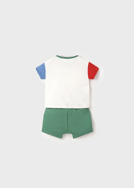 Conjunto pantalón corto y camiseta bebé niño "caring for your" trébol MAYORAL