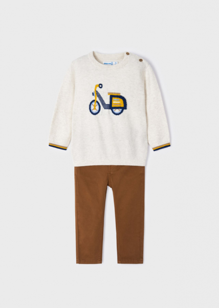 Conjunto pantalón y jersey con intarsia para niño MAYORAL ref. 2538-025 café