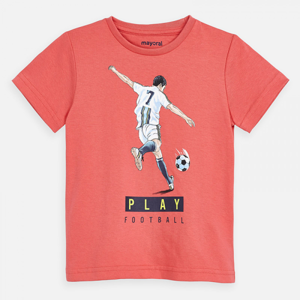 Camiseta manga corta niño play football coral MAYORAL