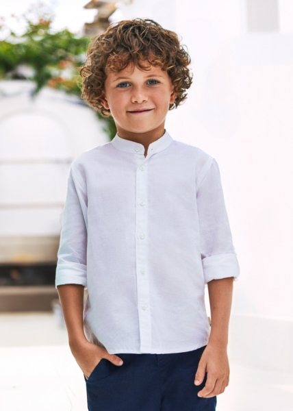 Camisa manga larga cuello mao lino para niño MAYORAL ref. 3120-014 blanco