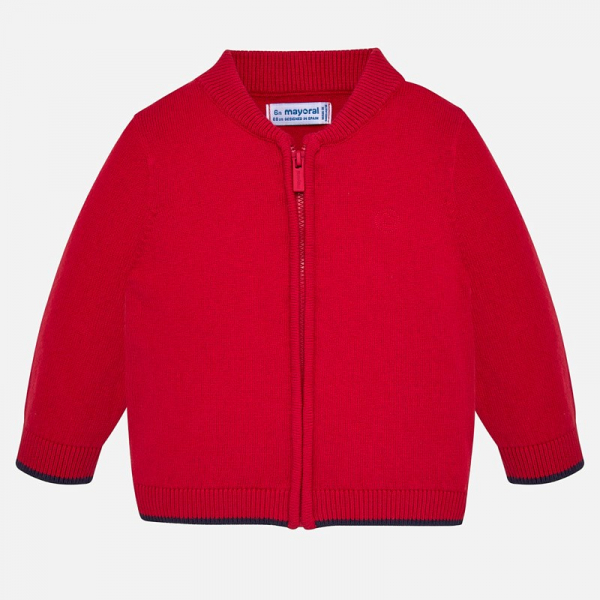 Chaqueta tricot básica bebé niño rojo