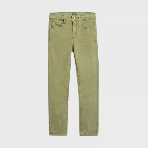 Pantalón largo bolsillos básico slim fit eucalipto
