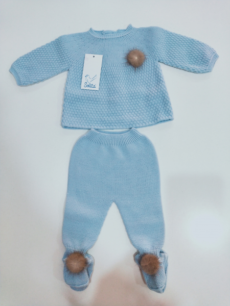Conjunto canastilla polaina bebé azul SOLITA ref. 7233 